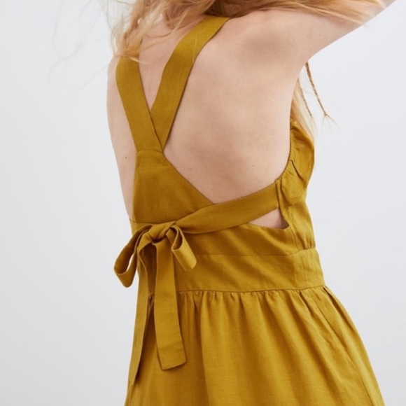 Zara rustic Ruffle Linen Maxi Dress - Picture 2 of 7